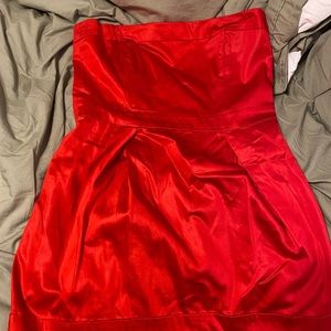 Red silky dress